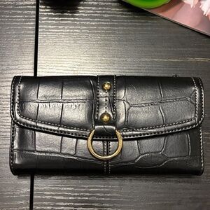 Nine West  Black Croc-Embossed wallet
